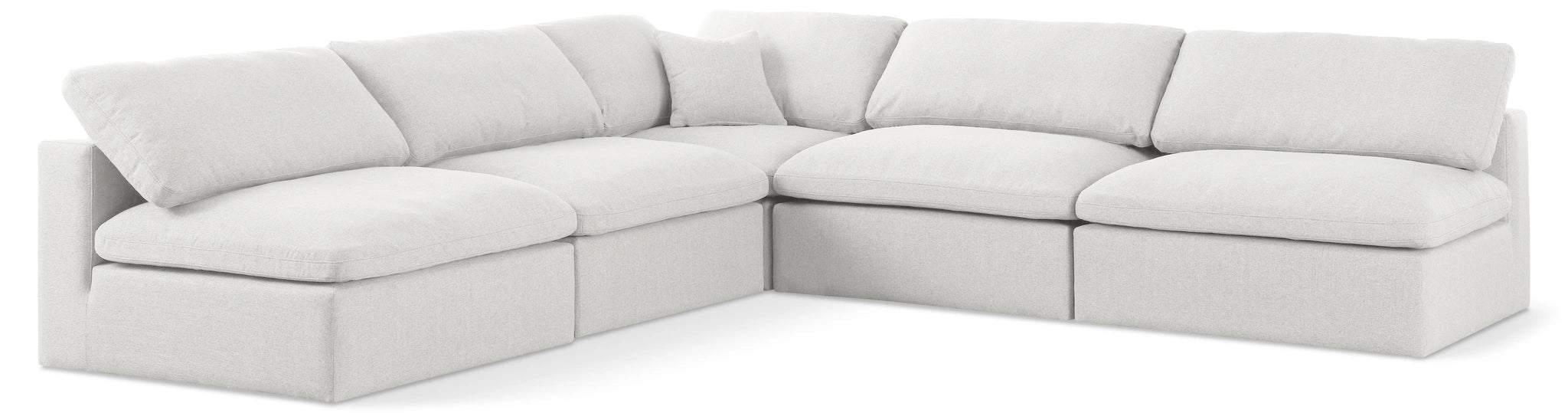 Serene Cream Linen Fabric Deluxe Cloud Modular Sectional