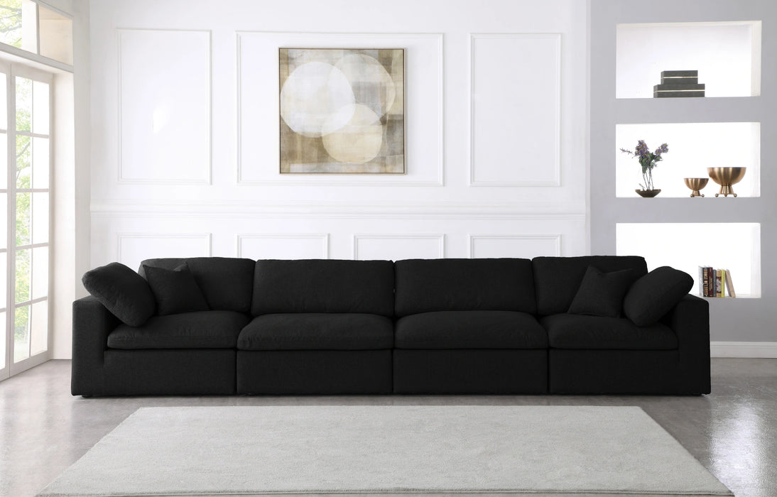 Serene Black Linen Fabric Deluxe Cloud Modular Sofa