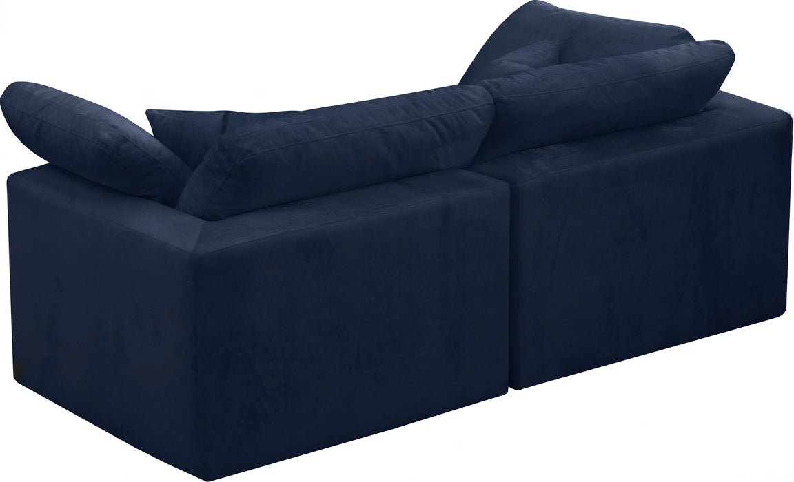 Cozy Navy Velvet Cloud Modular Sofa