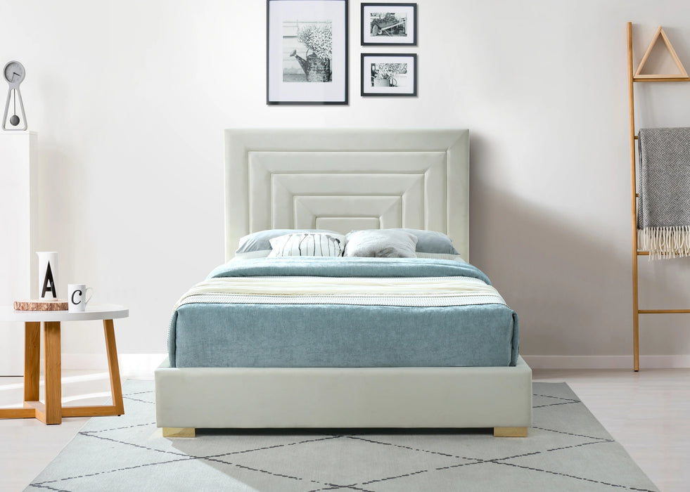 Nora Cream Velvet Full Bed