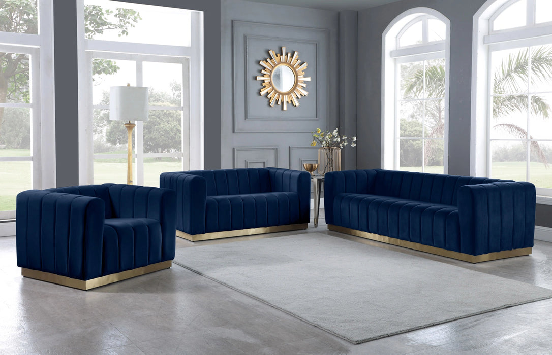 Marlon Navy Velvet Sofa