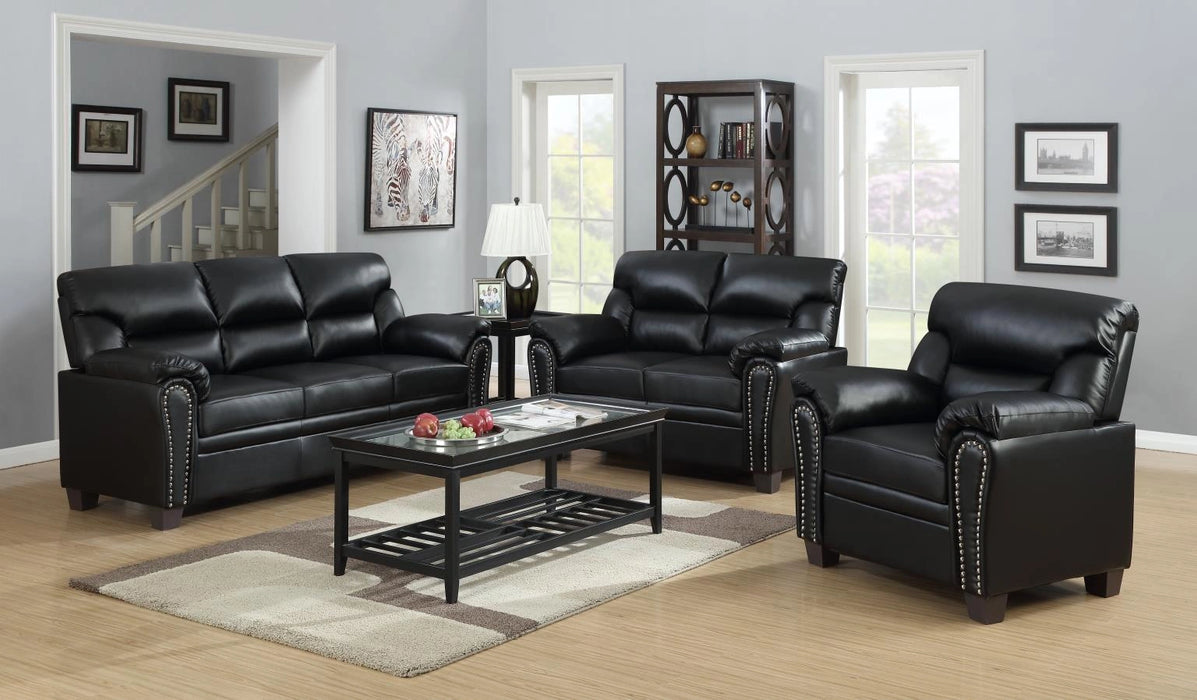 U455 Black Sofa With Nailhead