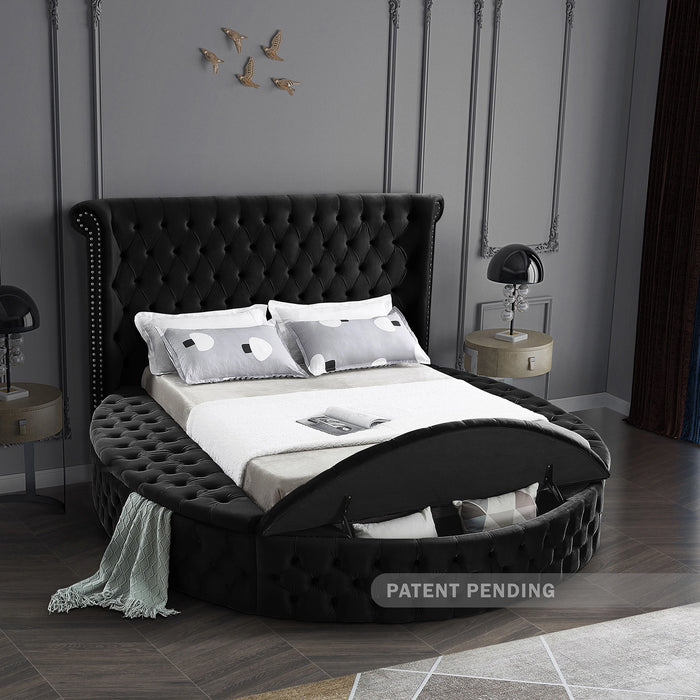 Luxus Black Velvet Queen Bed (3 Boxes)