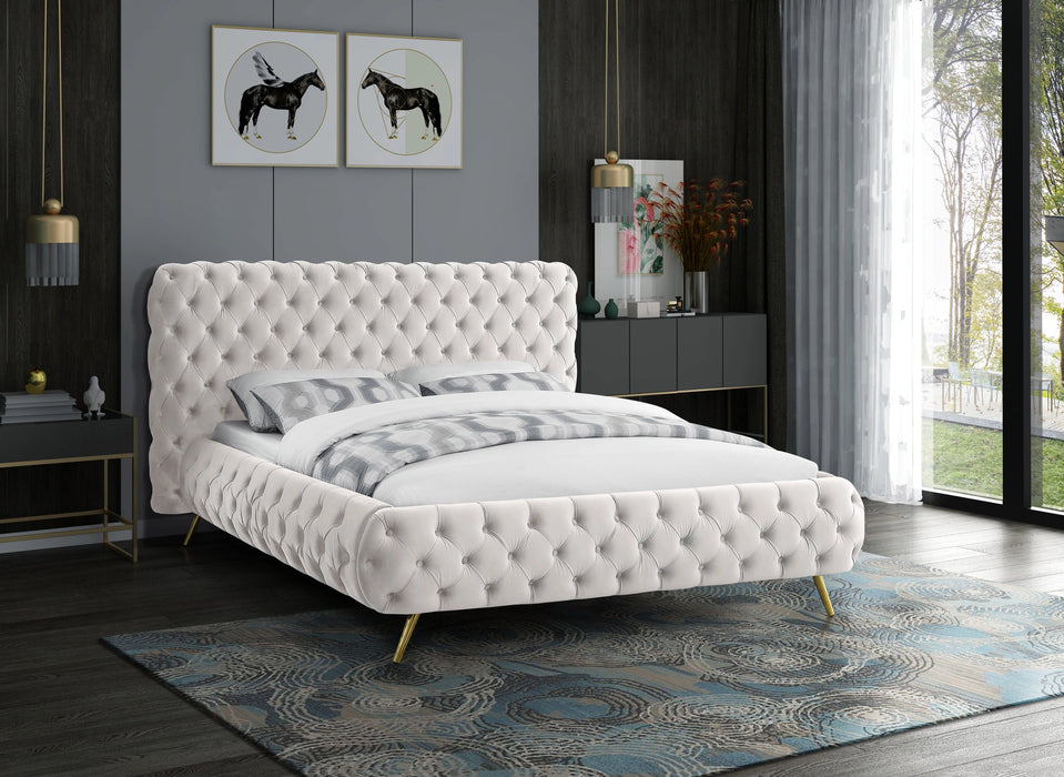 Delano Cream Velvet Queen Bed