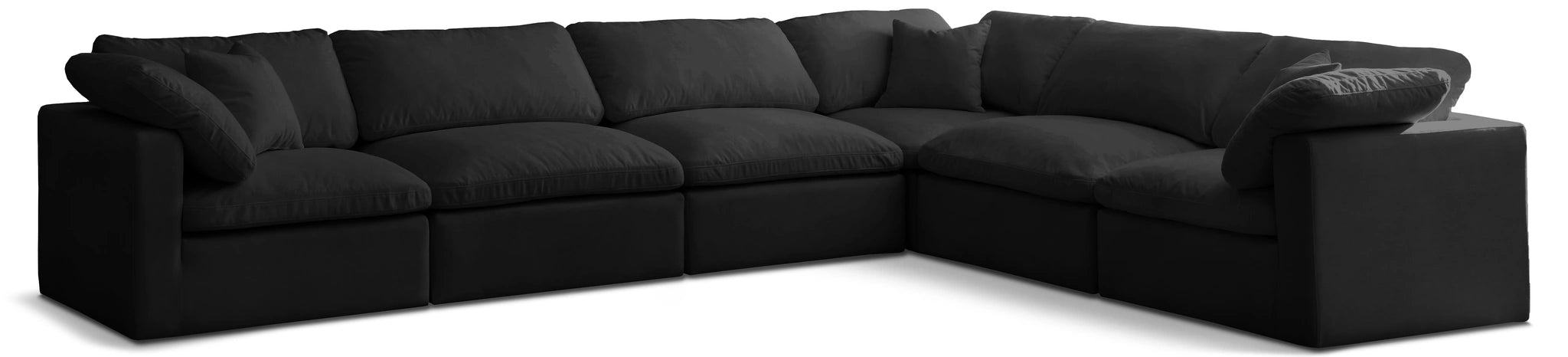 Plush Black Velvet Standard Cloud Modular Sectional