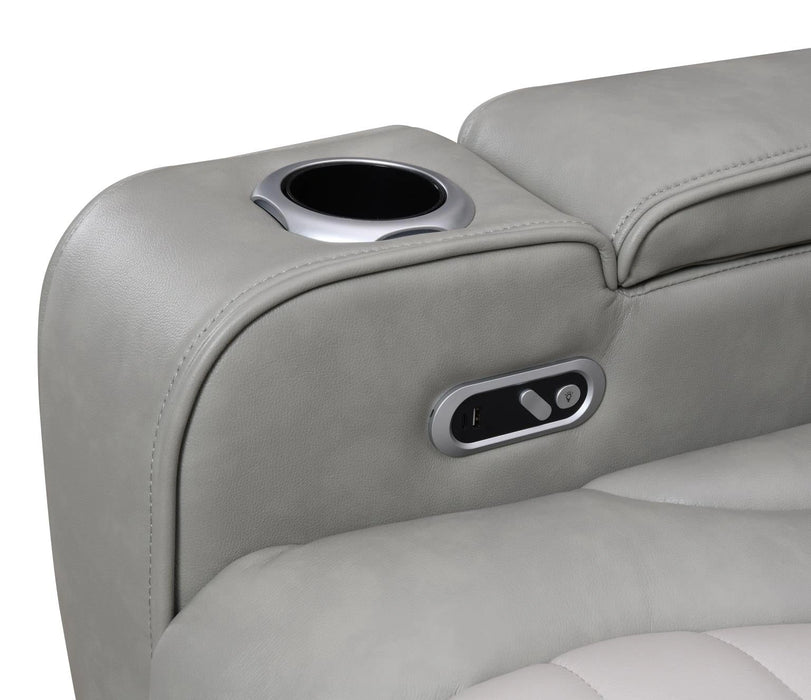 Gray/White Power 3 Pc Sectional W/Bluetooth Speaker, And Wireless Charger