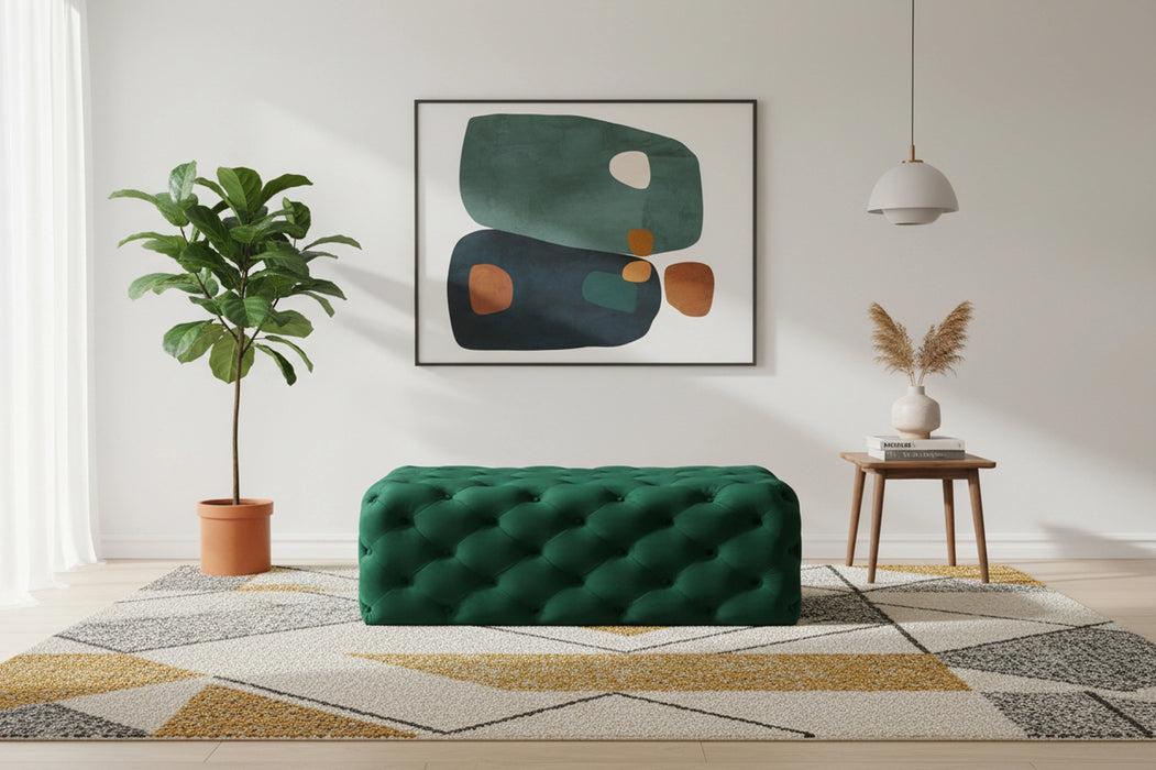 Casey Green Velvet Ottoman/Bench