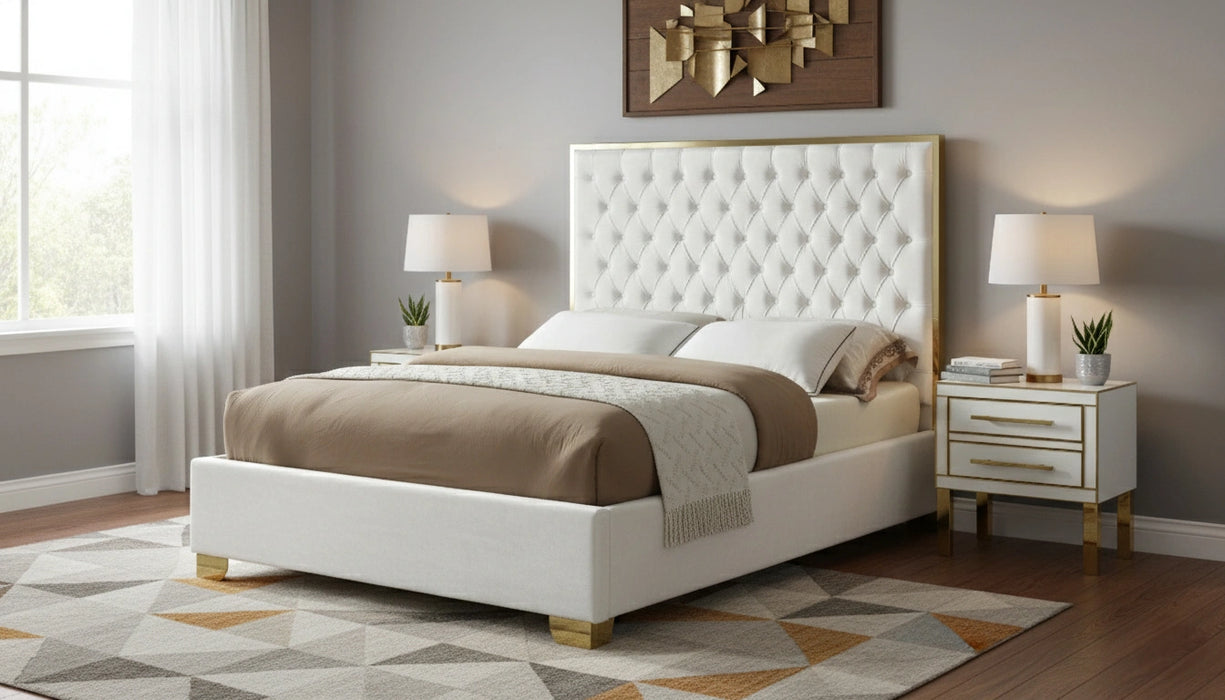 Lana White Velvet Full Bed