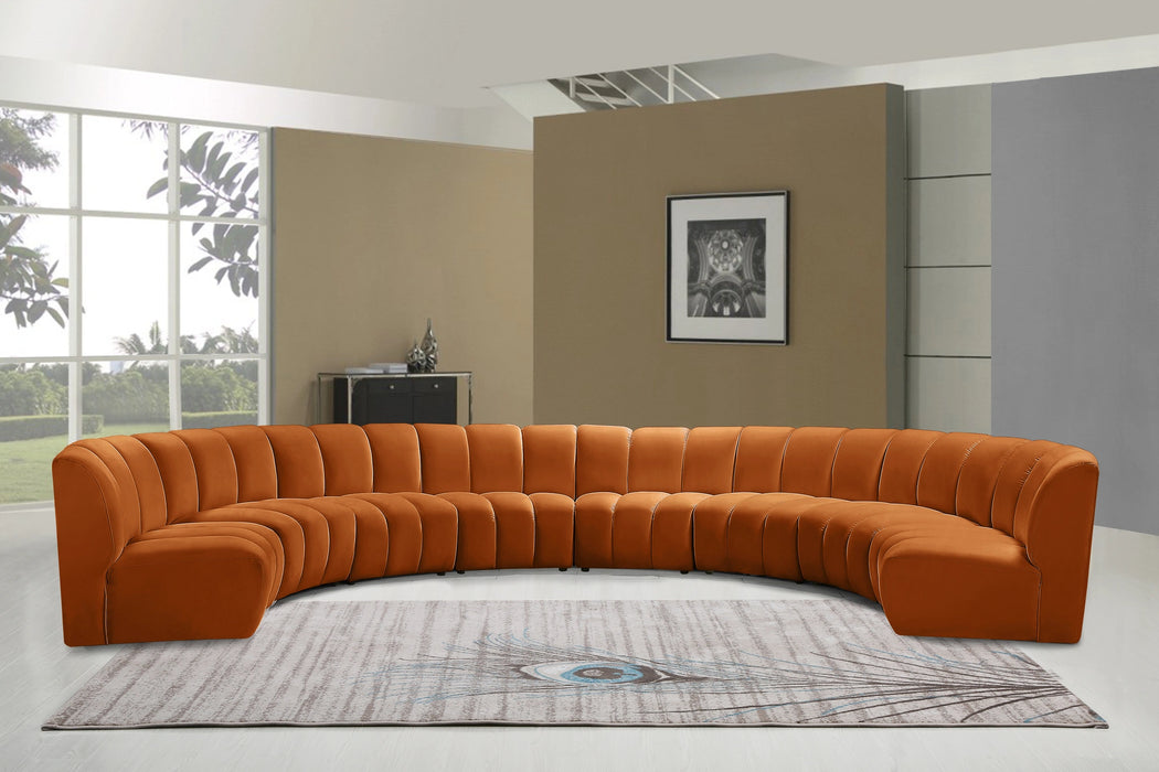 Infinity Cognac Velvet 8pc. Modular Sectional
