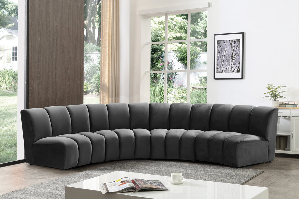 Infinity Grey Velvet 4pc. Modular Sectional