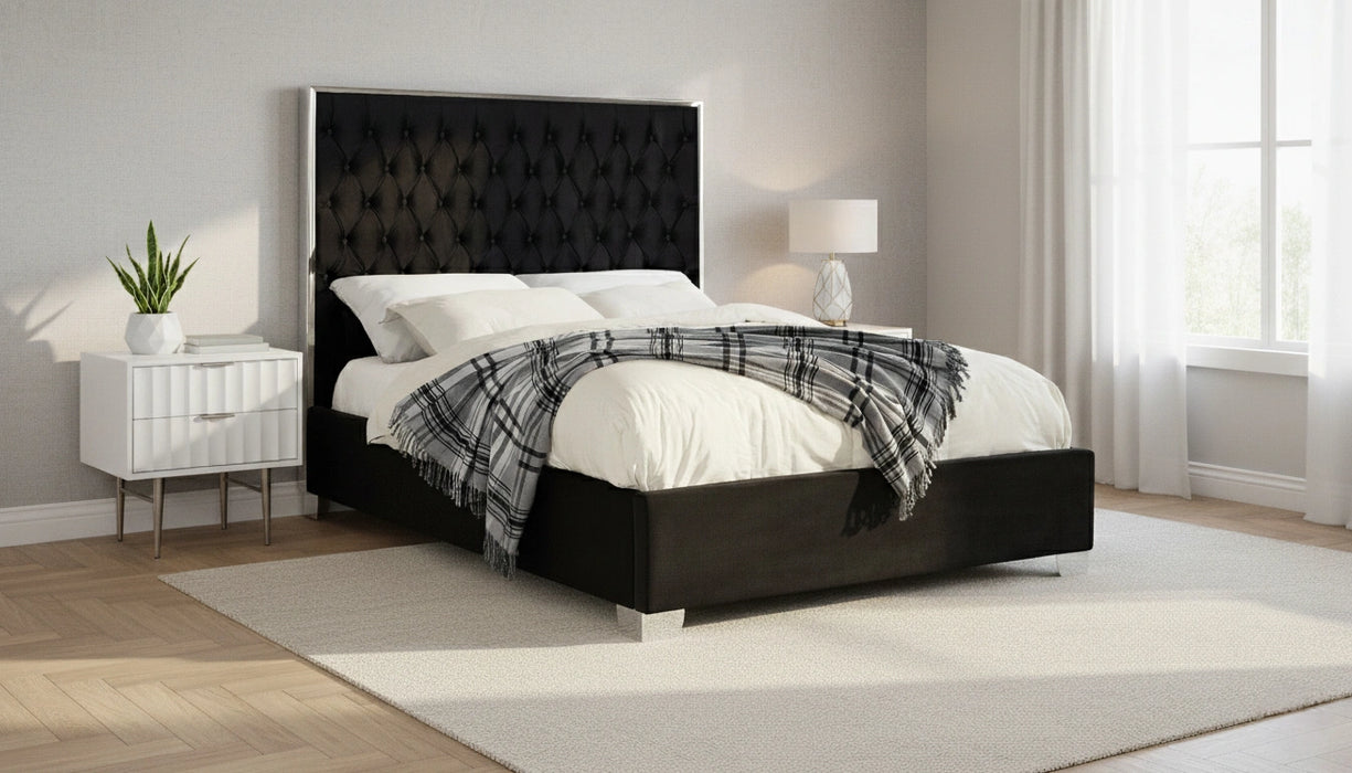 Lexi Black Velvet Full Bed