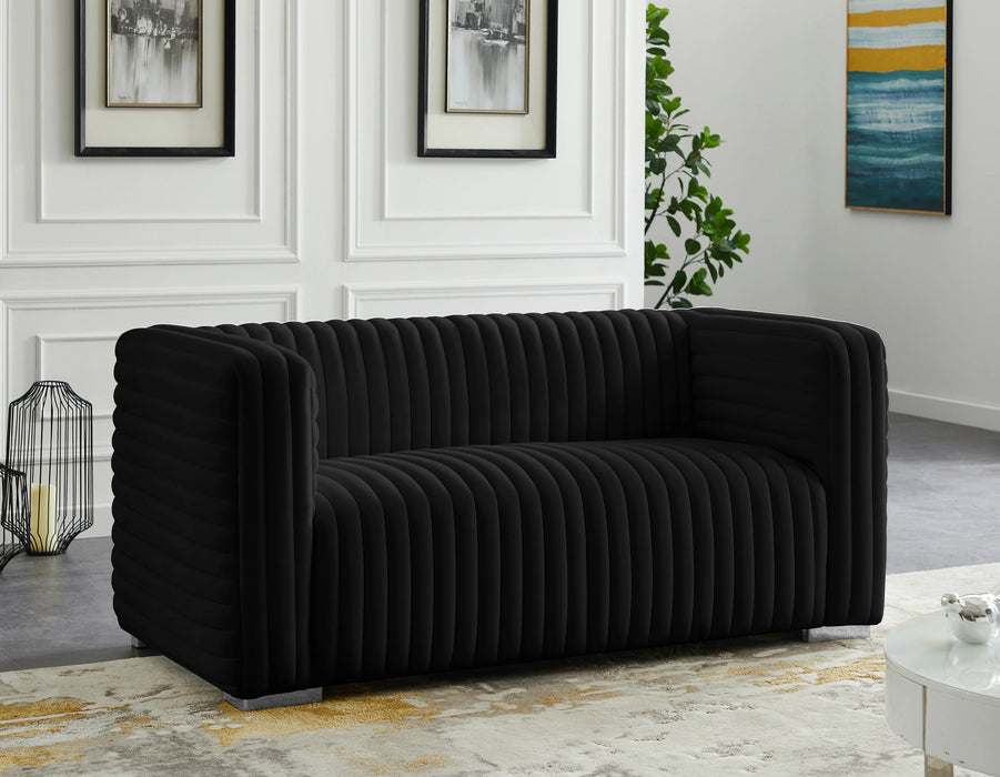Ravish Black Velvet Loveseat