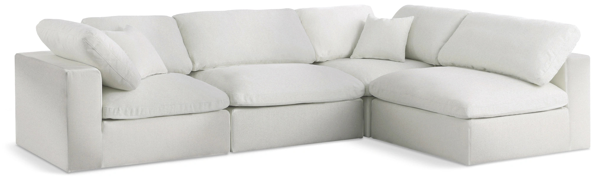 Serene Cream Linen Fabric Deluxe Cloud Modular Sectional