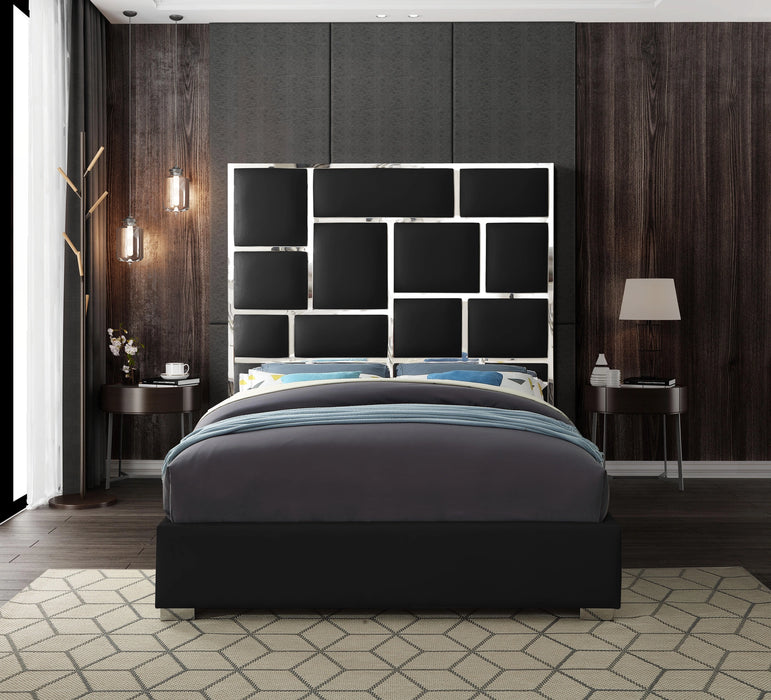 Milan Black Faux Leather King Bed