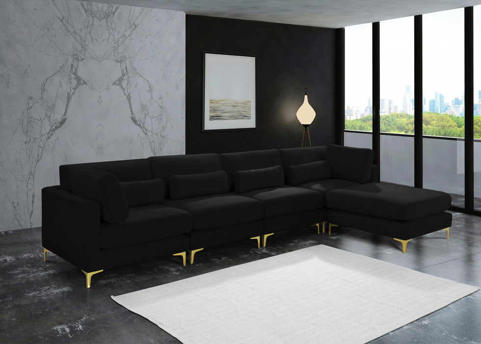 Julia Black Velvet Modular Sectional (5 Boxes)