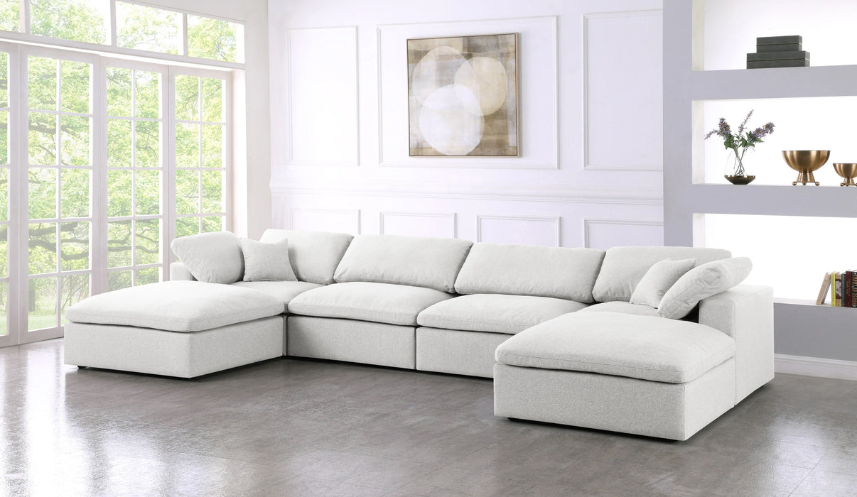 Serene Cream Linen Fabric Deluxe Cloud Modular Sectional