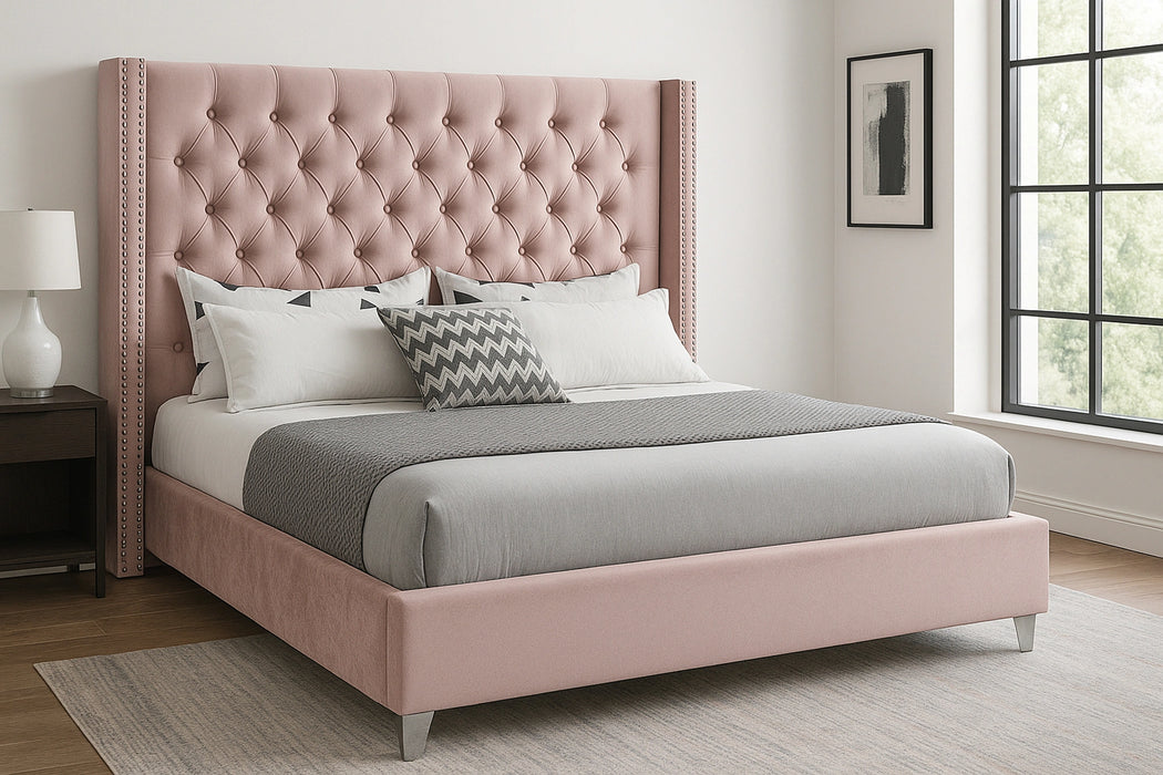 Aiden Pink Velvet King Bed