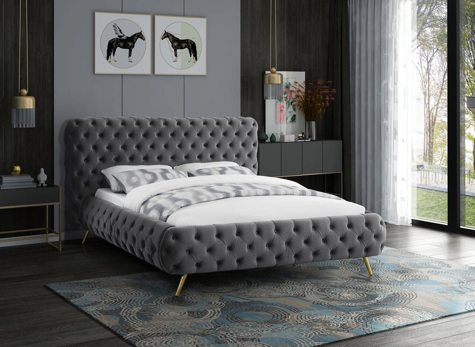 Delano Grey Velvet King Bed