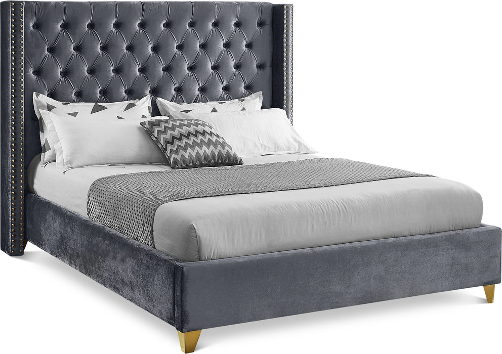 Barolo Grey Velvet Full Bed