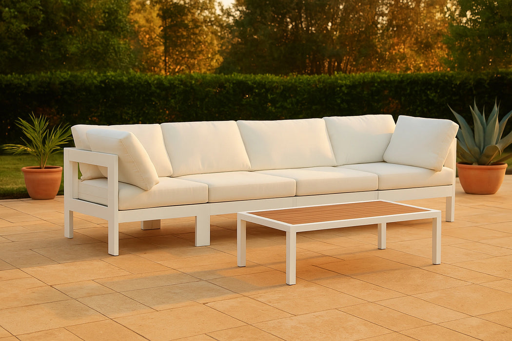 Nizuc White Waterproof Fabric Outdoor Patio Modular Sofa