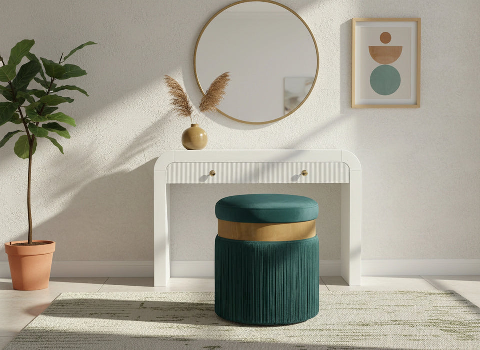 Yasmine Green Velvet Ottoman/Stool