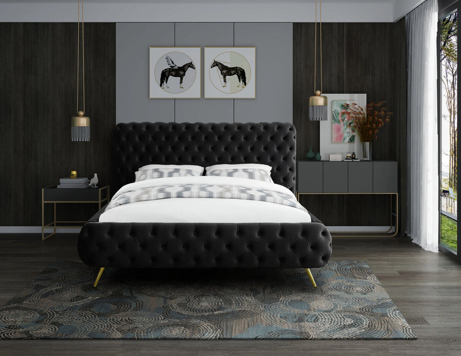 Delano Black Velvet Queen Bed