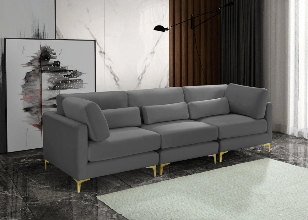 Julia Grey Velvet Modular Sofa (3 Boxes)