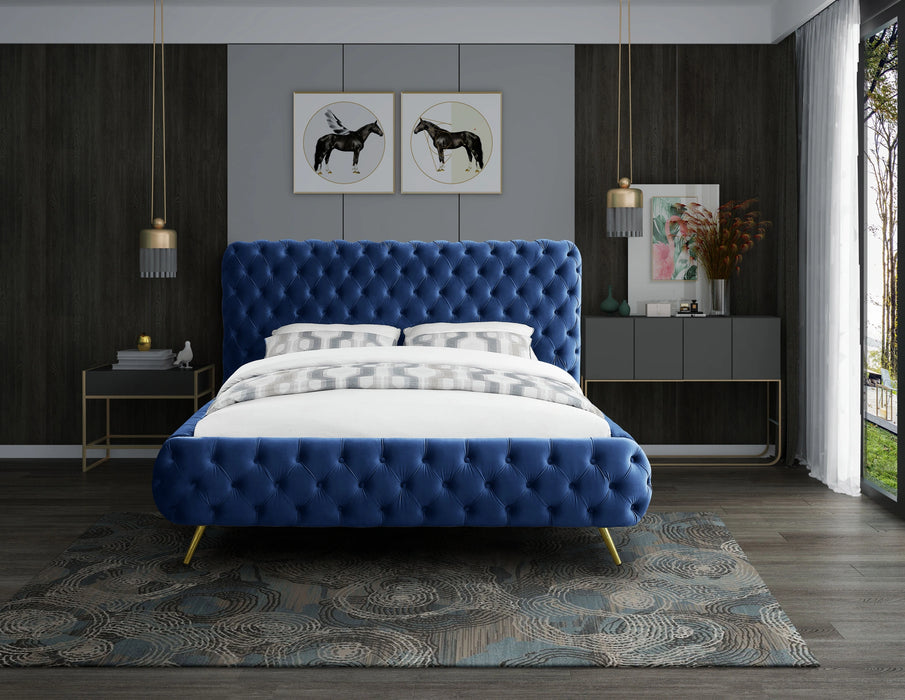 Delano Navy Velvet King Bed