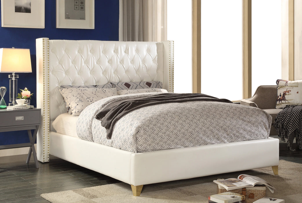 Soho White Bonded Leather Queen Bed