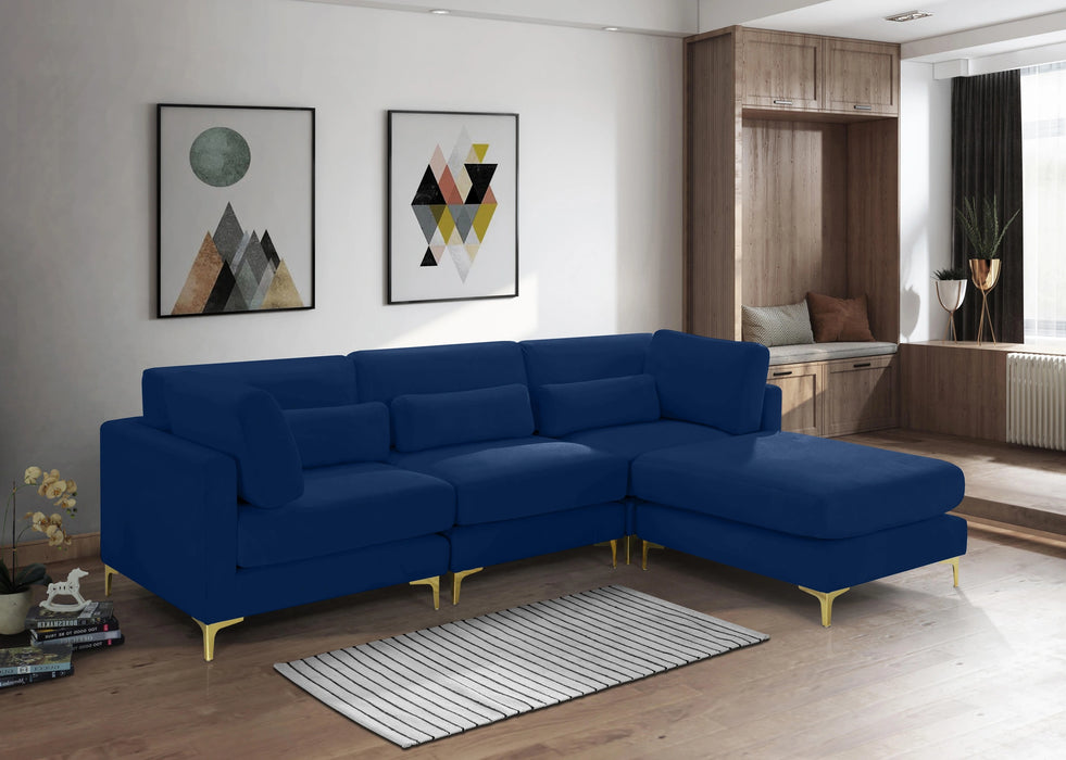 Julia Navy Velvet Modular Sectional (4 Boxes)