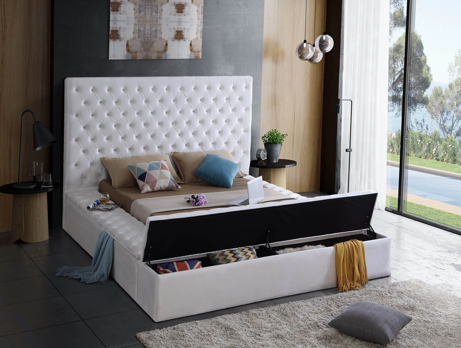 Bliss White Velvet King Bed (3 Boxes)