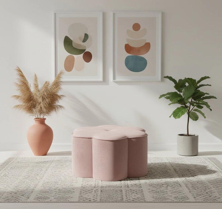 Daisy Pink Velvet Ottoman