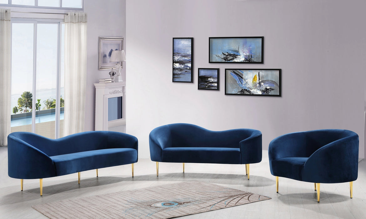 Ritz Navy Velvet Loveseat