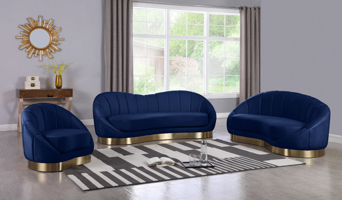 Shelly Navy Velvet Chaise