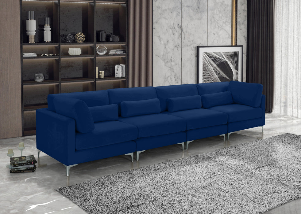 Julia Navy Velvet Modular Sofa (4 Boxes)