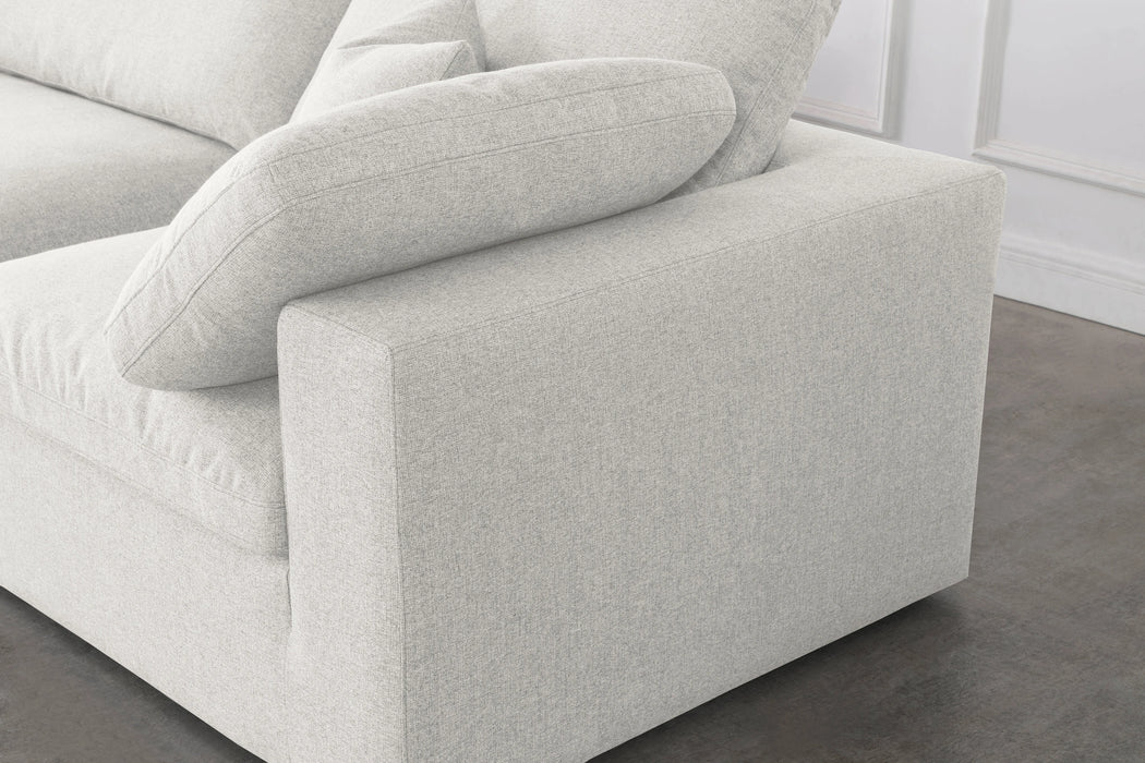 Serene Cream Linen Fabric Deluxe Cloud Modular Sofa