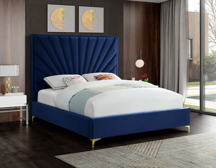 Eclipse Navy Velvet Full Bed