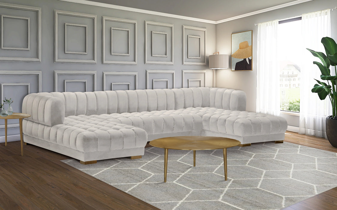 Gwen Cream Velvet 3pc. Sectional (3 Boxes)