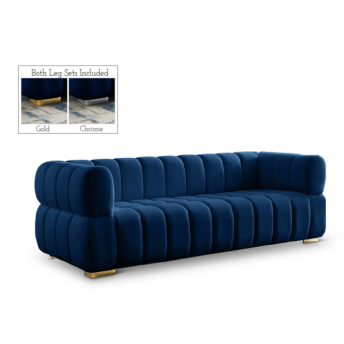 Gwen Navy Velvet Sofa
