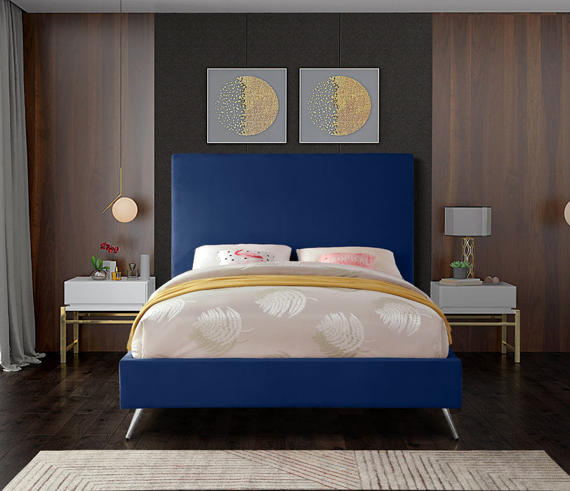 Jasmine Navy Velvet Full Bed