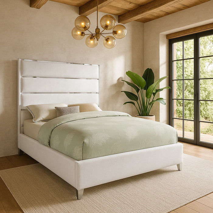 Zuma White Velvet Full Bed