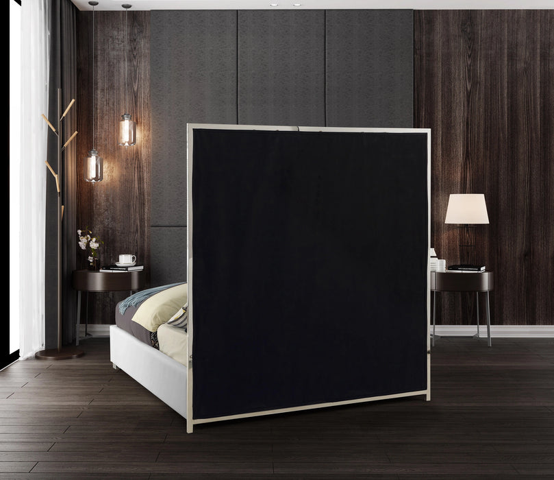 Milan White Faux Leather King Bed
