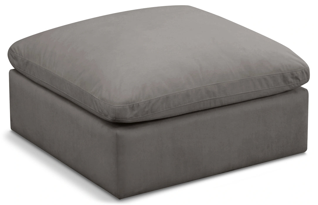 Plush Grey Velvet Standard Cloud Modular Ottoman