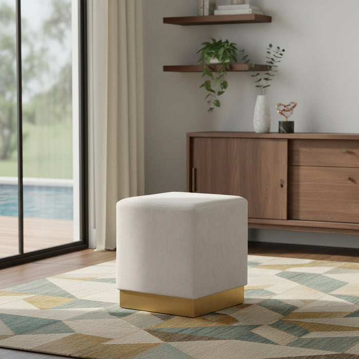 Jax Cream Velvet Ottoman/Stool