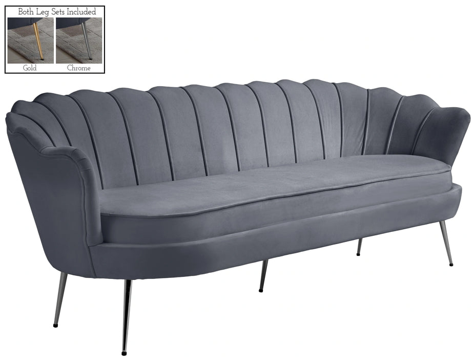 Gardenia Grey Velvet Sofa