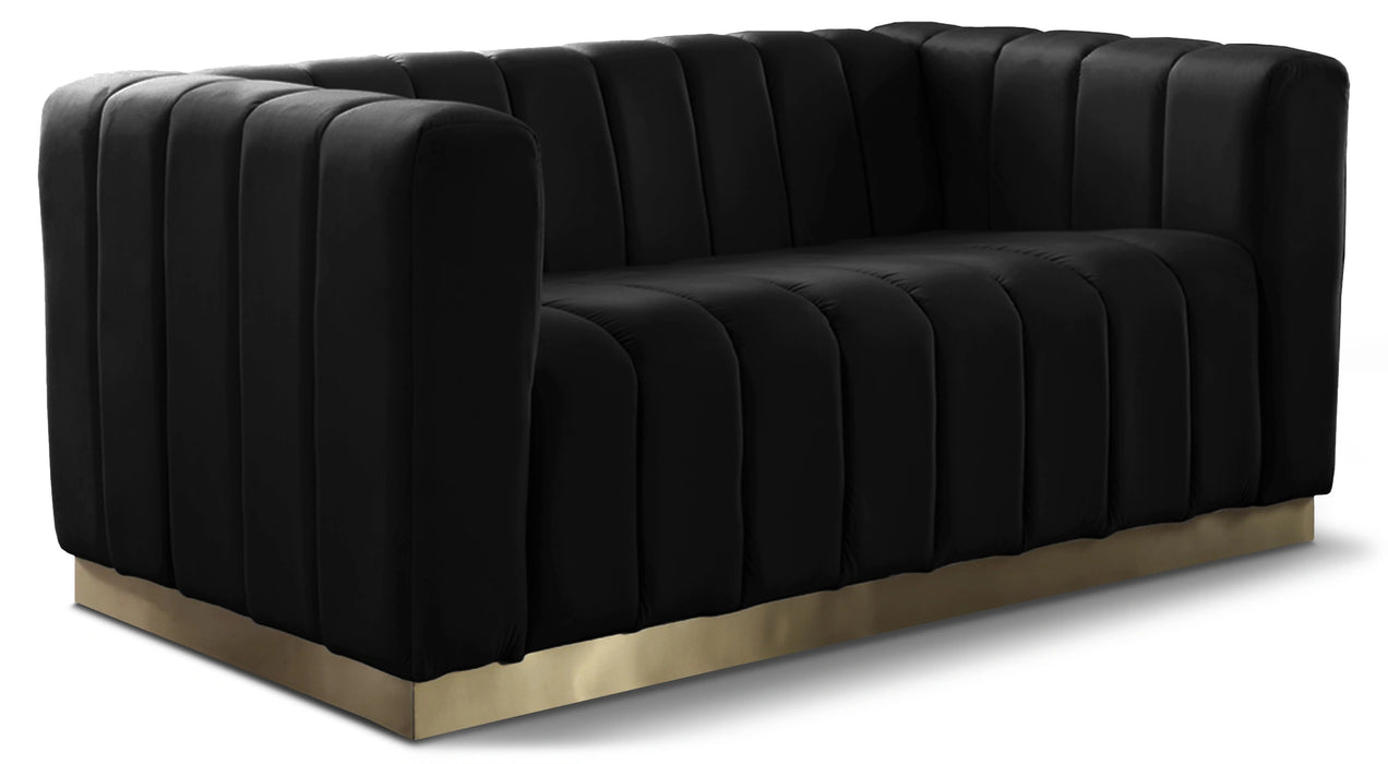 Marlon Black Velvet Loveseat