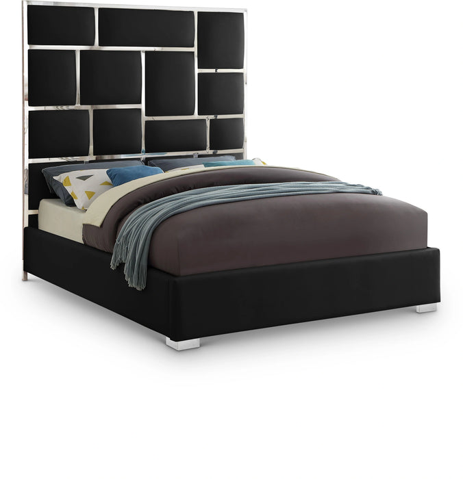 Milan Black Faux Leather King Bed