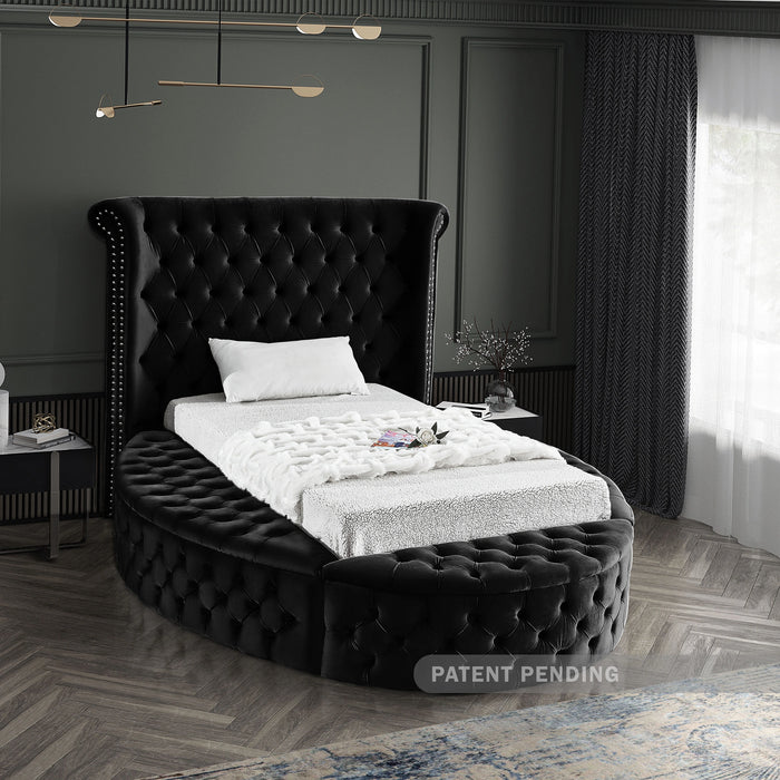 Luxus Black Velvet Twin Bed (3 Boxes)