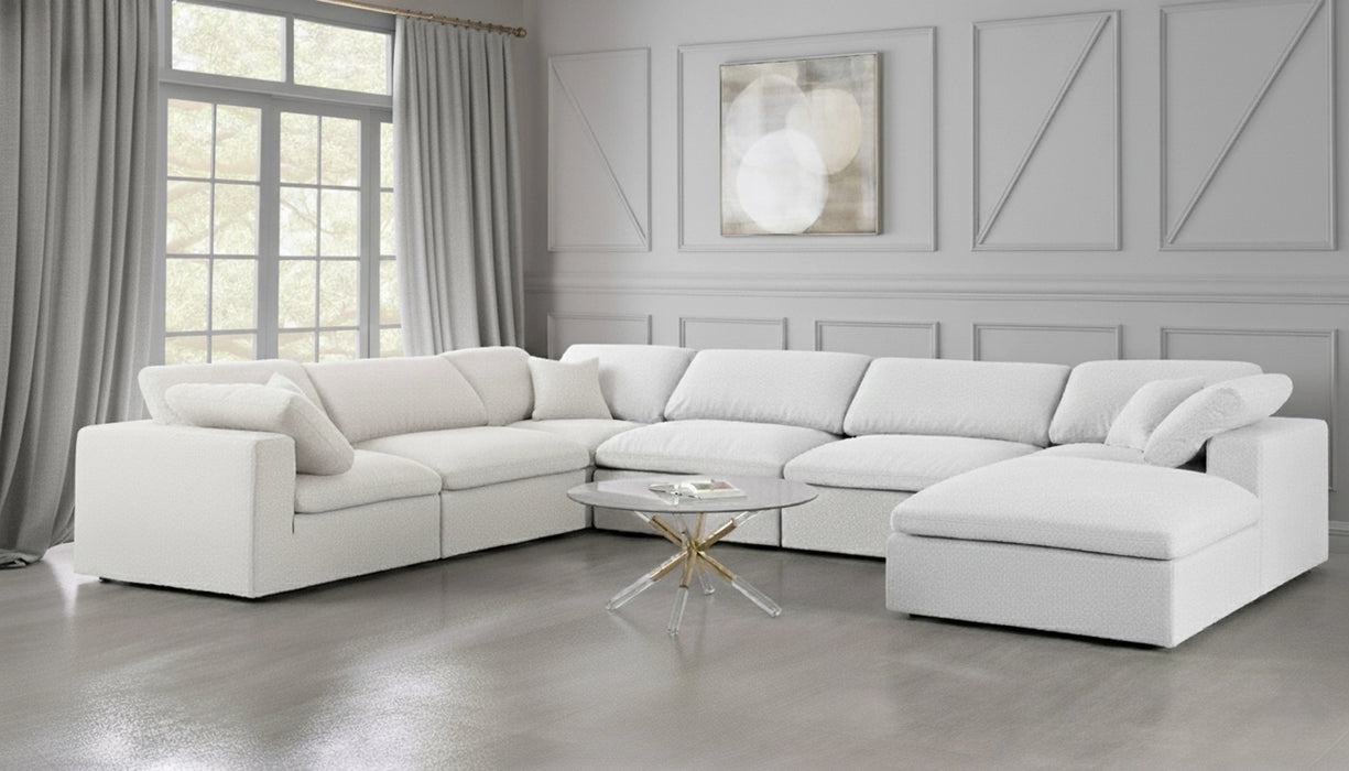 Serene Cream Linen Fabric Deluxe Cloud Modular Sectional