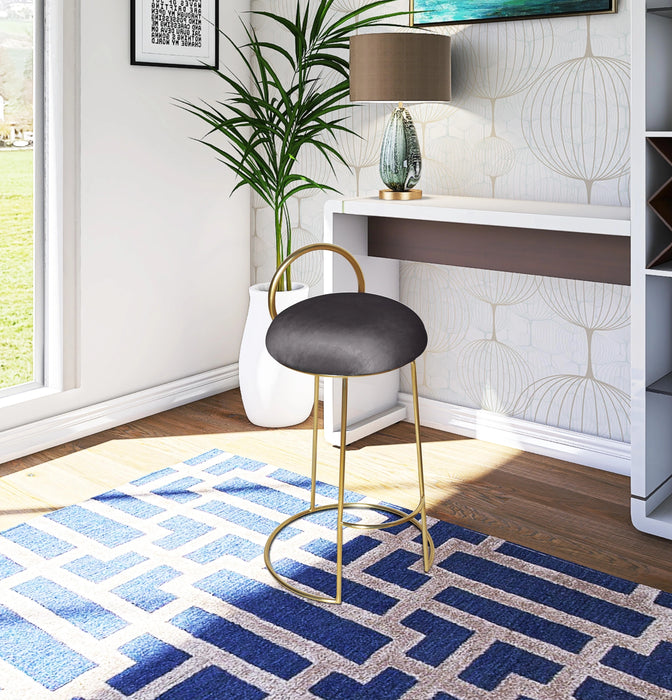 Ring Grey Velvet Counter Stool